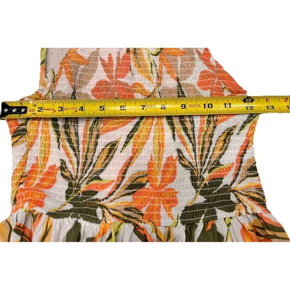 Roxy Bungalow Midi Dress Floral Size SP Hawaiian Smocked Halter Boho Coastal - Picture 6 of 9